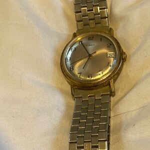 Timex Gold and Silver Classic Watch with Metal Link Bracelet